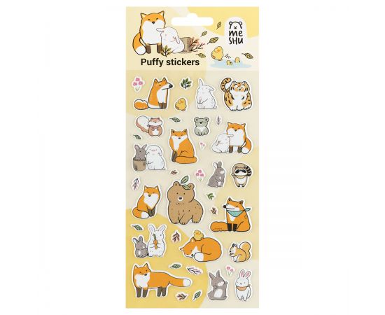 Наклейки объемные MESHU "Forest animals", 10*23см, пакет европодвес MS_57649