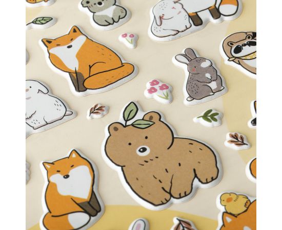 Наклейки объемные MESHU "Forest animals", 10*23см, пакет европодвес MS_57649
