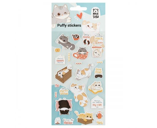 Наклейки объемные MESHU "Funny kitty", 10*23см, пакет европодвес MS_57651