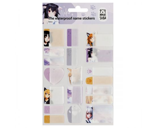 Наклейки бумажные для маркировки MESHU "Neko", 11,5*20см, пакет европодвес MS_58133