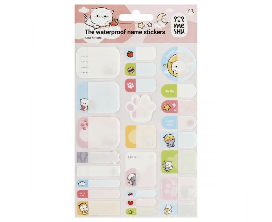 Наклейки бумажные для маркировки MESHU "Cute kittens", 11,5*20см, пакет европодвес MS_58134
