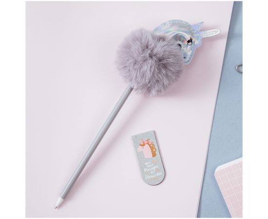 Ручка шариковая MESHU "Shiny Unicorn" синяя, 0,7мм, корпус ассорти, с топпером MS_65756