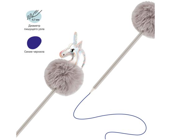 Ручка шариковая MESHU "Shiny Unicorn" синяя, 0,7мм, корпус ассорти, с топпером MS_65756