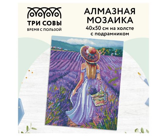 Алмазная мозаика ТРИ СОВЫ "Прованс", 40*50см, холст на деревянном подрамнике, картонная коробка с пластиковой ручкой АМП4050_47623