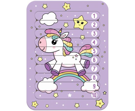 Деревянный пазл - палочки ТРИ СОВЫ "Единорог", 10 деталей на подложке, фанера, ХДФ ПЗ00126