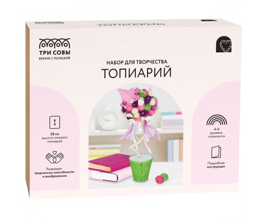 Набор для творчества ТРИ СОВЫ, топиарий "Цветущий домик", картонная коробка ТДБ_06293