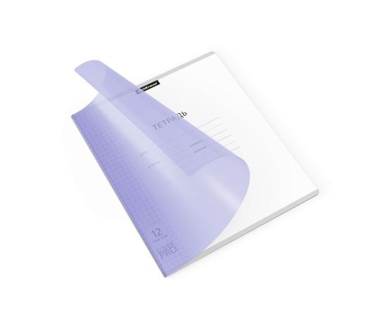 Тетрадь школьная ученическая с пластиковой обложкой на скобе ErichKrause Классика CoverPrо Pastel, сиреневый, A5+, 12 листов, клетка 012015254-56344