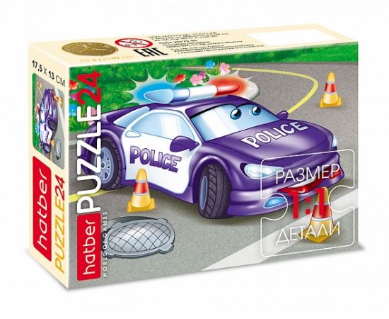 ПАЗЛЫ-ИГРА для детей 24 элемента А5ф 175х130мм 4 дизайна  серия -Тачки 24ПЗ5