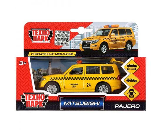 Машина металл MITSUBISHI pajero ТАКСИ 12 см, двери, багаж, инерц 256365 256365