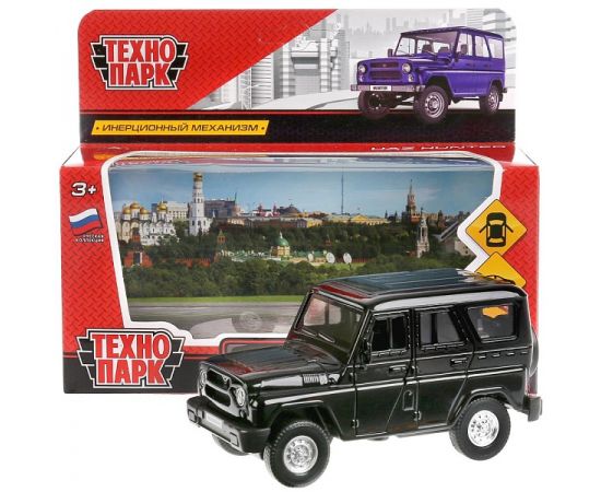 Машина металл UAZ HUNTER длина 12 см, двери, багаж, инерц, черный 267184 267184