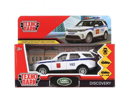 Машина металл LAND ROVER DISCOVERY ПОЛИЦИЯ 12 см, двери, багаж, инерц 297496 297496
