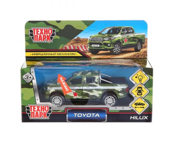 Машина металл свет-звук "toyota hilux камуфляж" 12см, инерц.зеленый 297499 297499