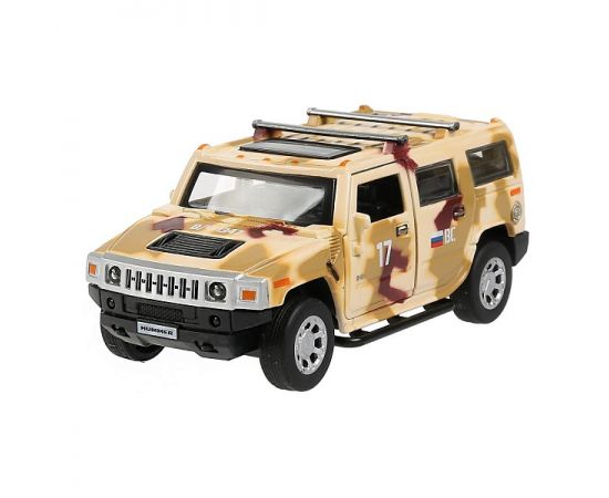 Машина металл HUMMER H2  длина 12 см, двери, багаж, инерц, КАМУФЛЯЖ, 299814 299814