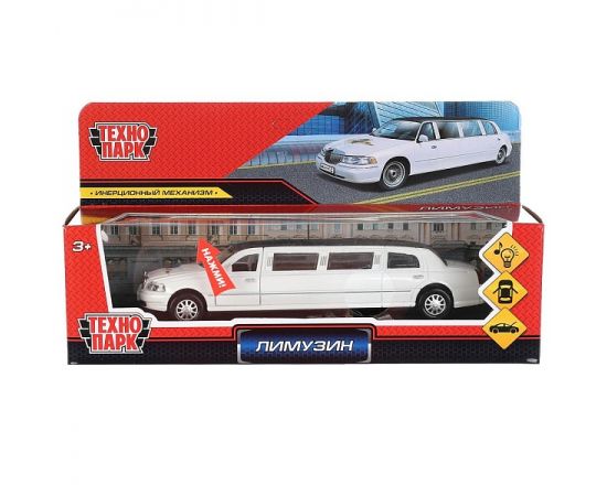 Машина металл свет-звук ЛИМУЗИН 18 см, двери, капот, инерц, 313421