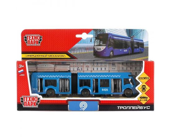 Машина металл МЕТРОПОЛИТЕН ТРОЛЛЕЙБУС с резинкой, 19 см, двери, инерц 316114 316114