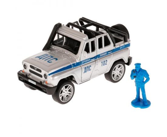 Машина металл UAZ HUNTER ПОЛИЦИЯ 11,5 см, двери, багаж, серебристый 329199 329199