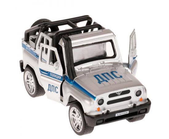 Машина металл UAZ HUNTER ПОЛИЦИЯ 11,5 см, двери, багаж, серебристый 329199 329199