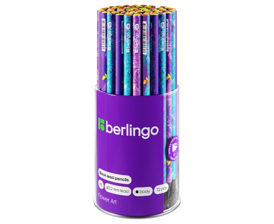 Карандаш ч/г Berlingo "Flower Art" HB, черное дерево, круглый, заточен., ассорти BP00S20