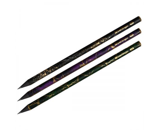 Карандаш ч/г Berlingo "Golden Shade" HB, черное дерево, круглый, заточен., ассорти BP00S22