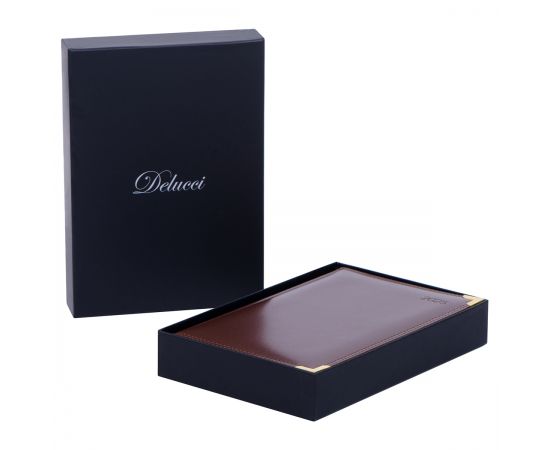 Ежедневник датированный 2025г., А5, 184л., Delucci, Гладкая кожа, зол. срез, коричневый DD5_89502