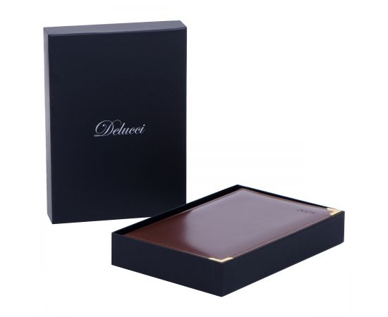 Ежедневник датированный 2025г., А6, 184л., Delucci, Гладкая кожа, зол. срез, коричневый DD5_89602