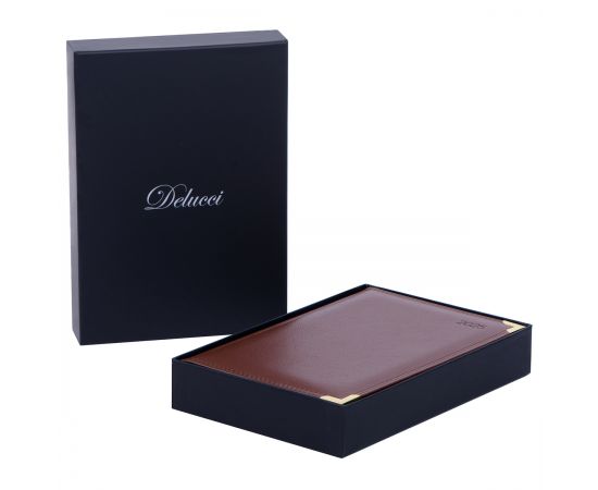 Ежедневник датированный 2025г., А5, 184л., Delucci, Фактурная кожа, зол. срез, коричневый DD5_90502