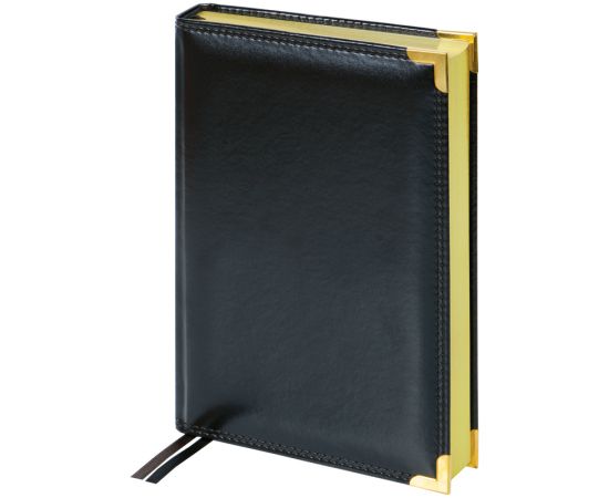 Ежедневник недатированный, А5, 160л., кожа, Delucci, гладкая кожа, золот. срез, черный UD1_89501