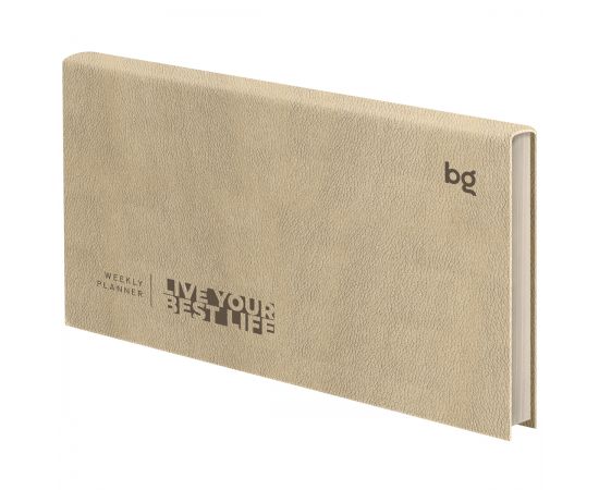 Еженедельник недатированный, 64л., мягкий переплет, кожзам, BG "Waltz.Beige metallic", цветной срез Wu_62158