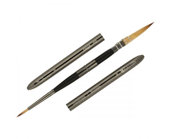 Кисть художественная синтетика Гамма "Модерн", двухсторонняя, круглая №3, круглая №6, французское крепление, складная ручка 11110306