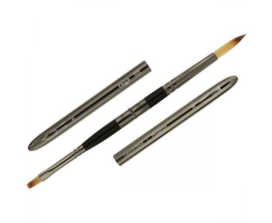 Кисть художественная синтетика Гамма "Модерн", двухсторонняя, круглая №6, плоская №5, складная ручка 11110506