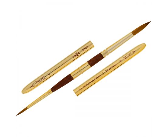 Кисть художественная синтетика имитация колонка "Классика", двухсторонняя, круглая №3, круглая  №6, складная ручка 20000306