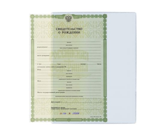 Обложка-карман для документов А4 и свидетельств ДПС, 305*222мм, ПВХ, прозрачная 2834.300