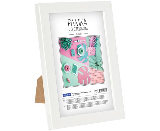 Рамка пластиковая 10*15см, OfficeSpace, №6/1, ассорти (черный, белый, розовый, мятный) 298116
