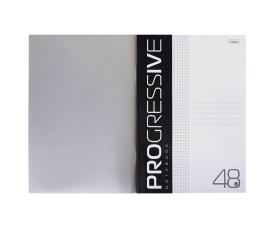 Тетрадь 48л А4ф клетка 65г/кв.м Пластиковая обложка на скобе PROGRESSIVE   Серая 48Т4В1