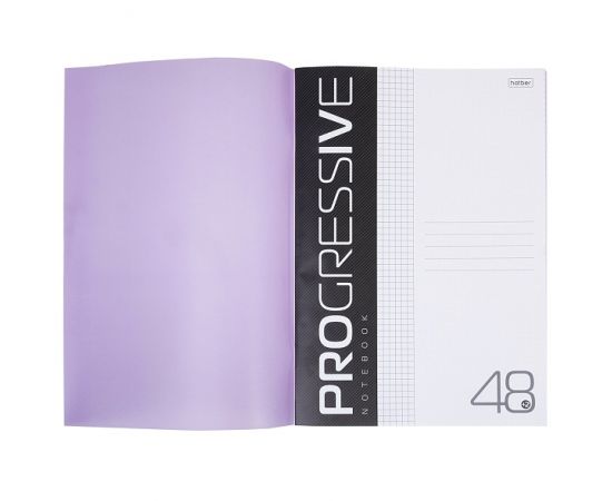 Тетрадь 48л А4ф клетка 65г/кв.м Пластиковая обложка на скобе PROGRESSIVE   Фиолетовая 48Т4В1