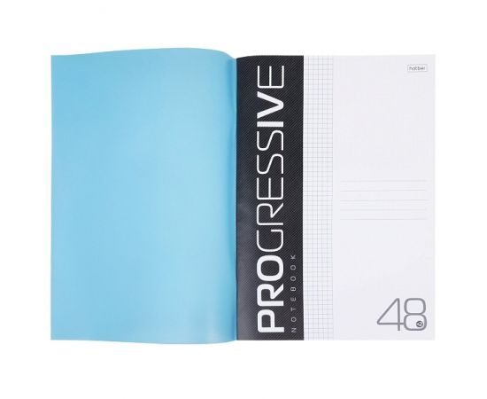 Тетрадь 48л А4ф клетка 65г/кв.м Пластиковая обложка на скобе PROGRESSIVE   Синяя 48Т4В1