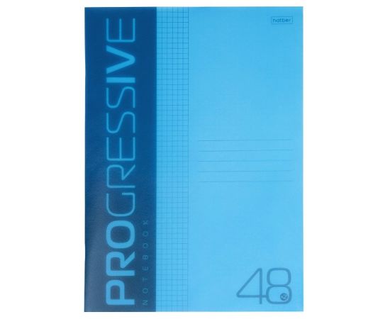 Тетрадь 48л А4ф клетка 65г/кв.м Пластиковая обложка на скобе PROGRESSIVE   Синяя 48Т4В1