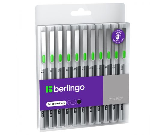Набор линеров пигментных Berlingo "Precision" черные, 11шт., европодвес CK_50211