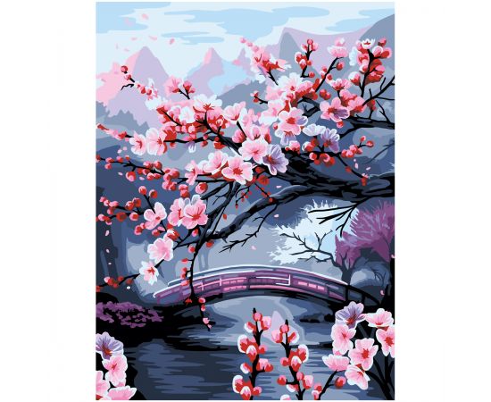 Картина по номерам на картоне ТРИ СОВЫ "Цветущая сакура", 30*40, с акриловыми красками и кистями KK3040_00013