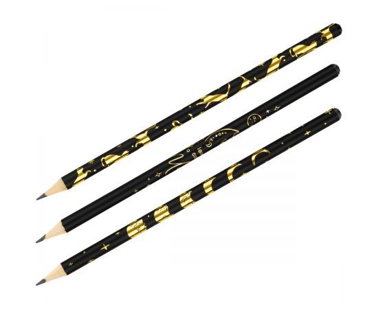 Карандаш ч/г MESHU "Moon cat", HB, заточен., c фольгированием, стразы на топе, без ластика, ассорти, туба MS_58144