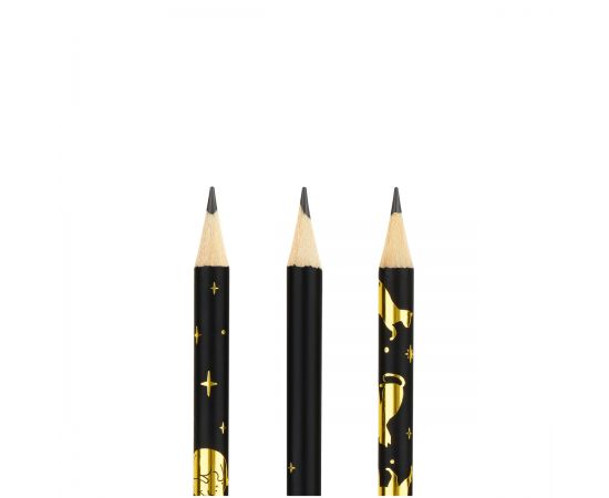 Карандаш ч/г MESHU "Moon cat", HB, заточен., c фольгированием, стразы на топе, без ластика, ассорти, туба MS_58144