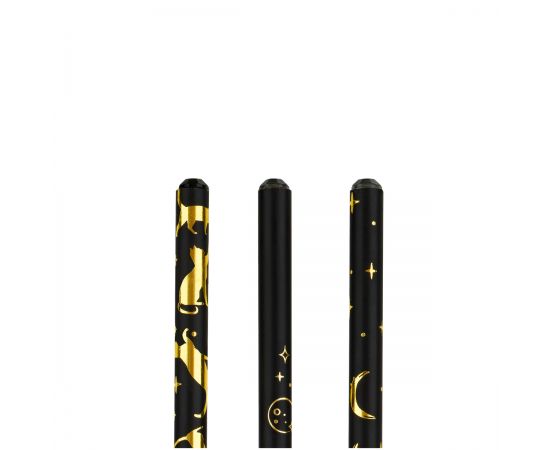 Карандаш ч/г MESHU "Moon cat", HB, заточен., c фольгированием, стразы на топе, без ластика, ассорти, туба MS_58144