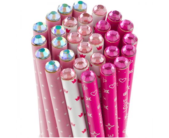 Карандаш ч/г MESHU "Sweet girl", HB, заточен., c фольгированием, стразы на топе, без ластика, ассорти, туба MS_58145