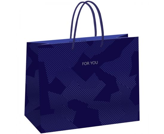 Пакет подарочный 32*26*12см MESHU "Blue pattern", выборочный лак, матовая ламинация MS_61620