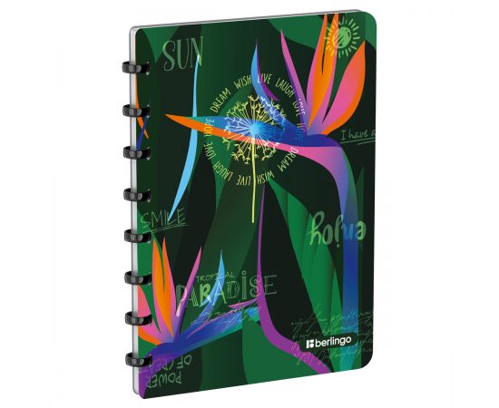 Бизнес-тетрадь А5+, 80л., Berlingo "Jumble", клетка, на кольцах, с возм. замены блока, 80г/м2, пластик обложка 700мкм, линейка-закладка RNt_A5S13