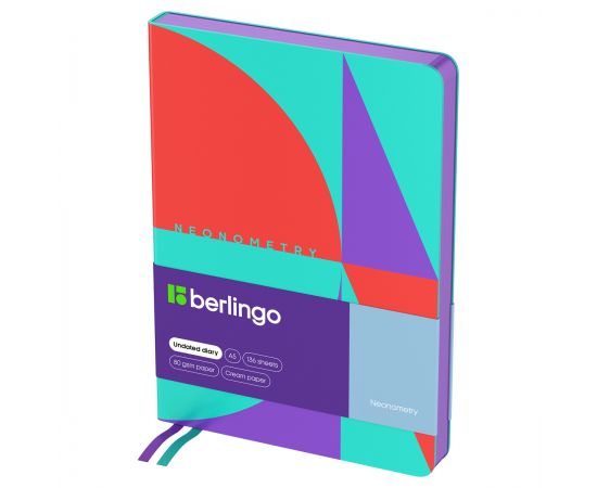 Ежедневник недатированный, А5, 136л., кожзам, Berlingo "Neonometry", цветной срез, с рисунком UD3_01S23