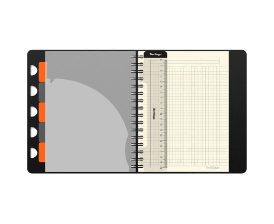 Бизнес-тетрадь А5+, 80л., Berlingo "Steel&Style Pro", клетка, на гребне, 80г/м2, перфорация, разделители, линейка, закладка, серебристый металлик WNt_A5205