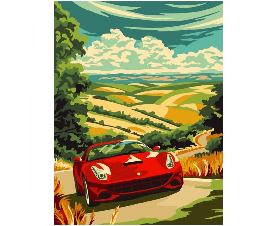 Картина по номерам на картоне ТРИ СОВЫ Спорткар в Тоскане", 30*40, с акриловыми красками и кистями КК_53826