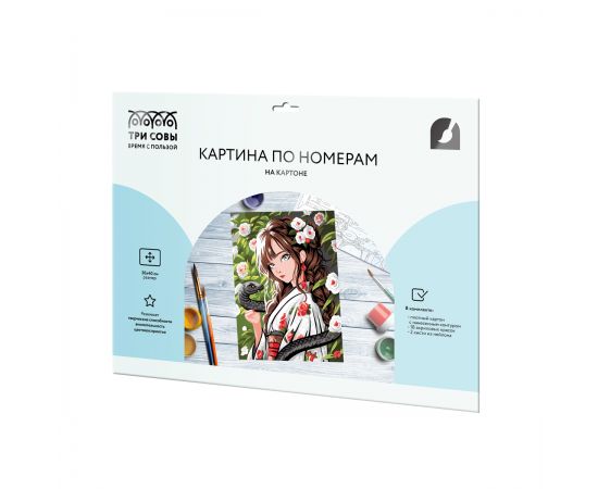 Картина по номерам на картоне ТРИ СОВЫ "Девушка с черной змеей", 30*40, с акриловыми красками и кистями КК_53828