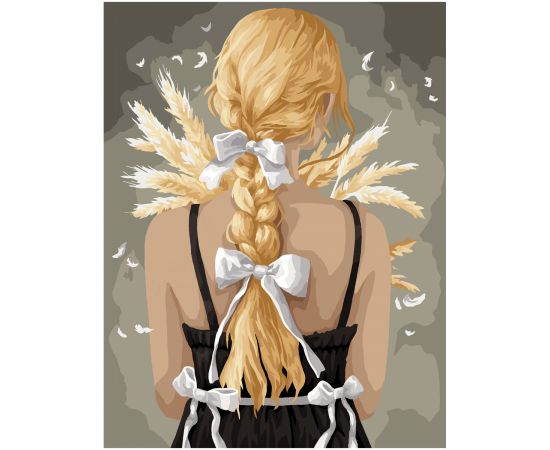 Картина по номерам на холсте ТРИ СОВЫ "Девушка с букетом колосьев", 30*40, с акриловыми красками и кистями КХ3040_53879